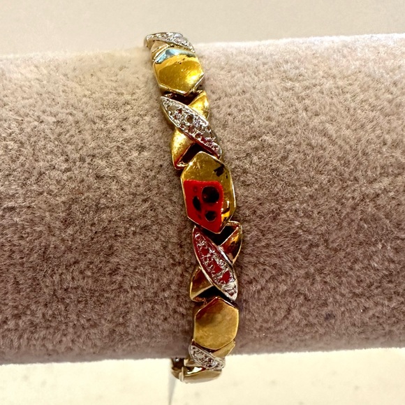 NWT Sterling Silver .925 Vermeil Gold Bracelet- “XO” design - silver accents - Picture 6 of 13
